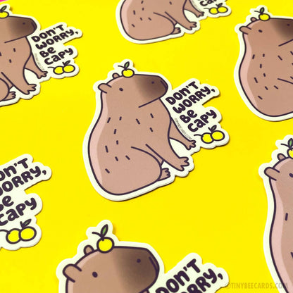 "Don't Worry, Be Capy" Capybara With Yuzu Vinyl Sticker