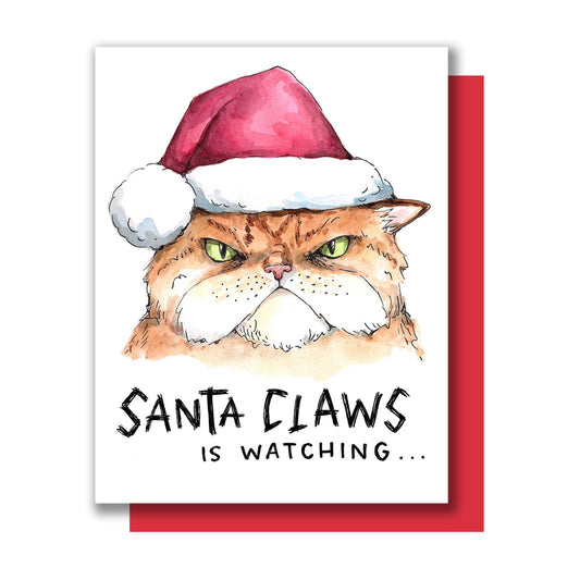 "Santa Claws Is Watching" Cat Christmas Card