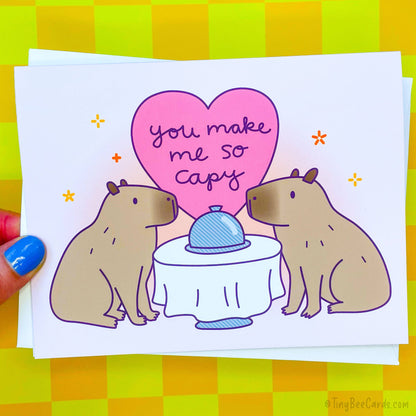 "You Make Me So Capy" Capybara Anniversary and Love Card