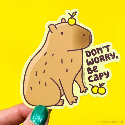 "Don't Worry, Be Capy" Capybara With Yuzu Vinyl Sticker