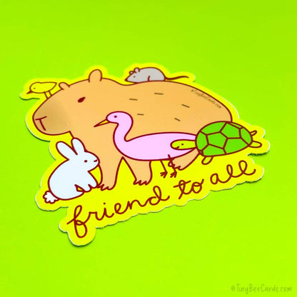 "Friend to All" Capybara Vinyl Sticker