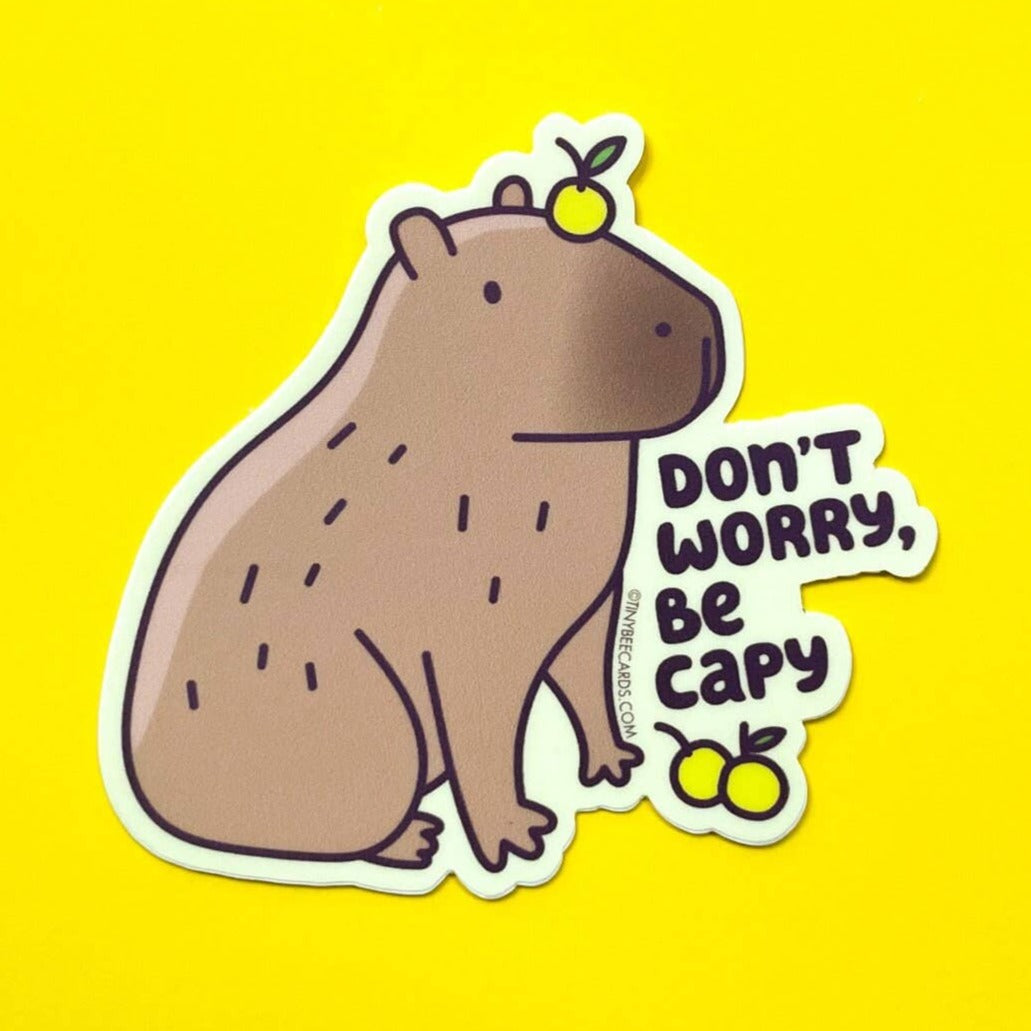 "Don't Worry, Be Capy" Capybara With Yuzu Vinyl Sticker