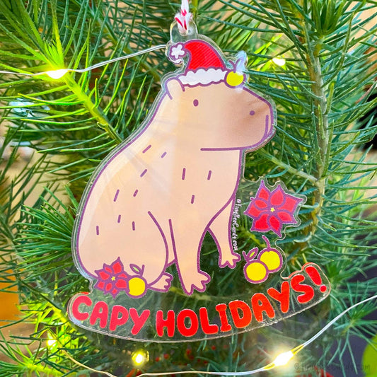 "Capy Holidays" Capybara Christmas Ornament