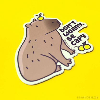 "Don't Worry, Be Capy" Capybara With Yuzu Vinyl Sticker