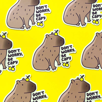 "Don't Worry, Be Capy" Capybara With Yuzu Vinyl Sticker