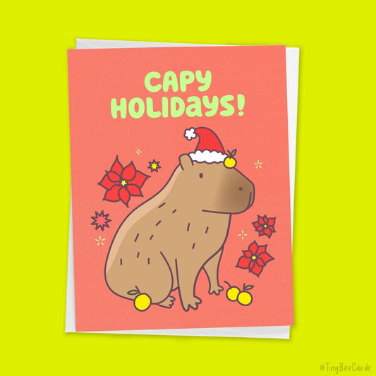 "Capy Holidays" Capybara Christmas Card