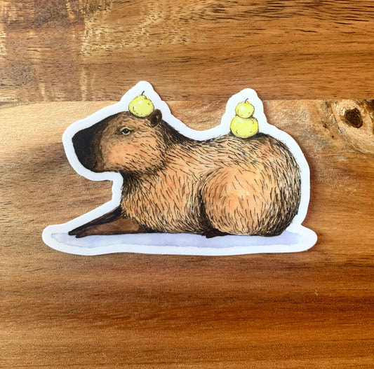 Capybara Laying Down With Yuzu Sticker