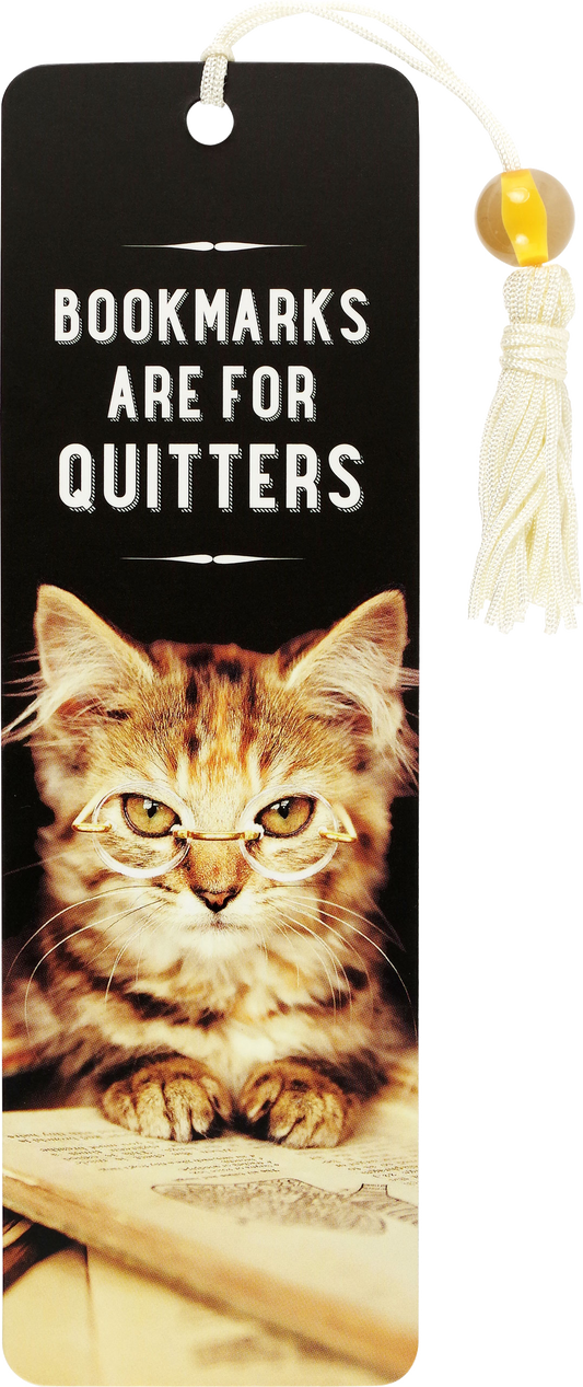 "Bookmarks are for Quitters" - Funny Cat Beaded Bookmark