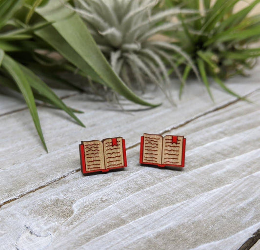 Wooden Book Earrings