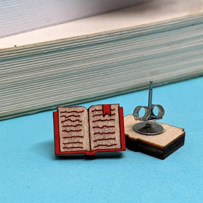 Wooden Book Earrings