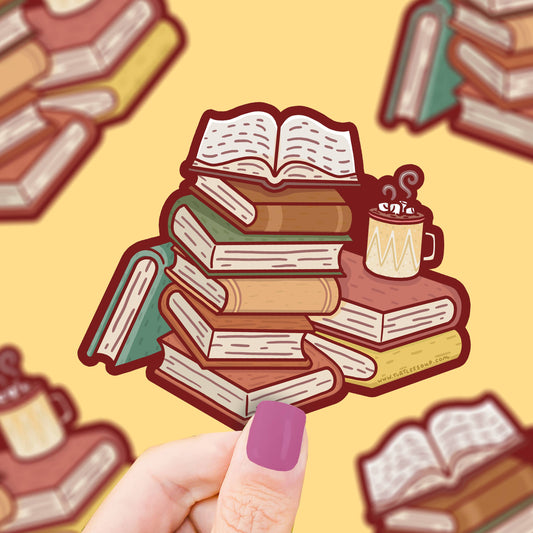 Cozy Book Stack Vinyl Sticker