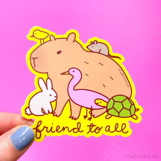 "Friend to All" Capybara Vinyl Sticker