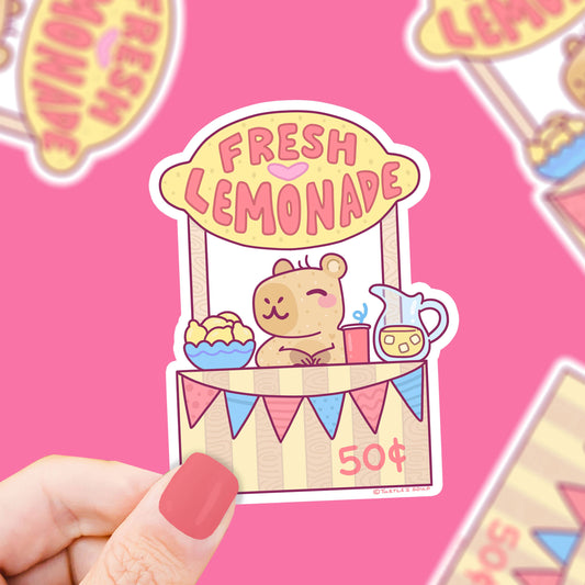 Capybara Lemonade Stand Vinyl Sticker