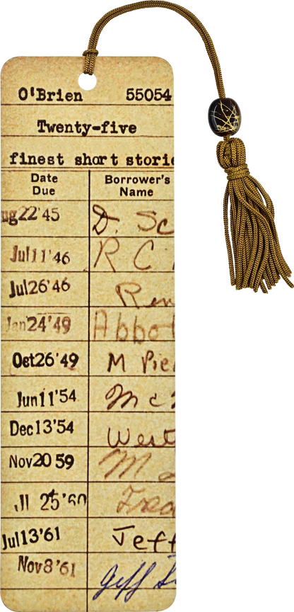 Vintage Library Card Beaded Bookmark