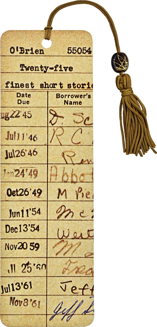 Vintage Library Card Beaded Bookmark