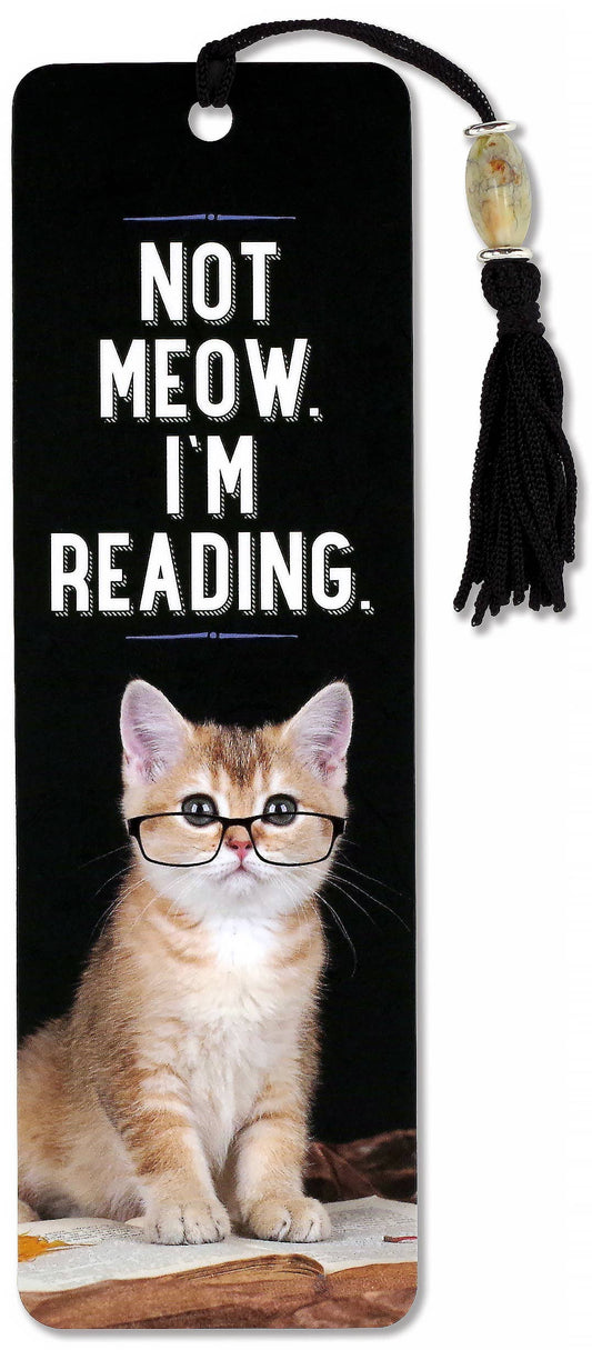 "Not Meow. I'm Reading" Beaded Cat Bookmark