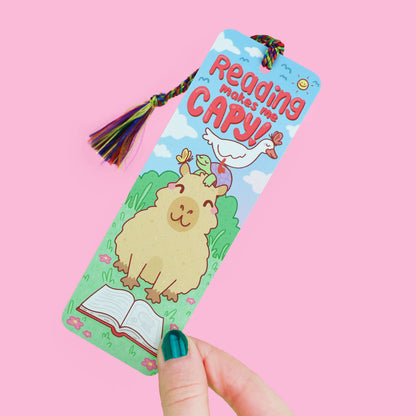 "Reading Makes Me Capy" Capybara Bookmark with Tassel